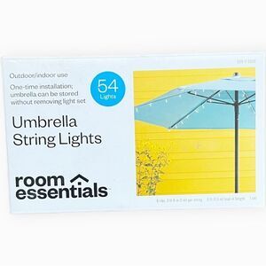 NWT Room Essentials Indoor Outdoor White Wire Umbrella String Lights. 54 Lights.